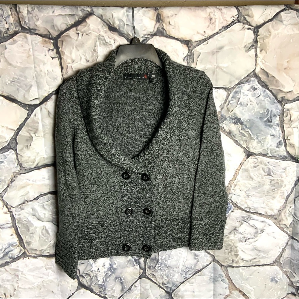 Allison Brittney Gray Marble Button Sweater PXL